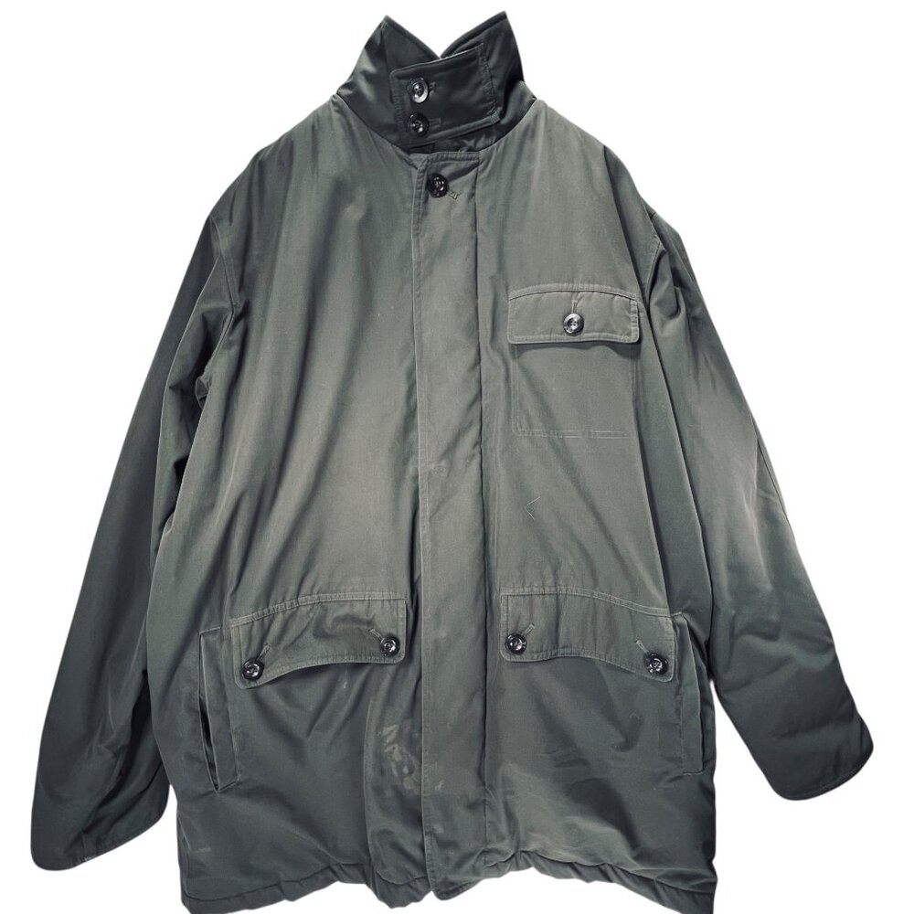 LL Bean Barn Coat Tall Lg Wool Blend Plaid Lining Chore Jacket Insulated Green - Picture 2 of 16